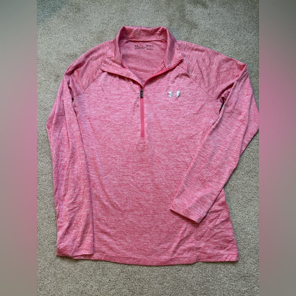 Under Armour Heathered Pink Quarter-Zip Performance Top